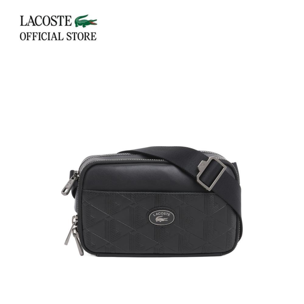 LACOSTE กระเป๋าผู้ชาย LEATHER MONOGRAM SATCHEL รุ่น NH5264MR - BLACK