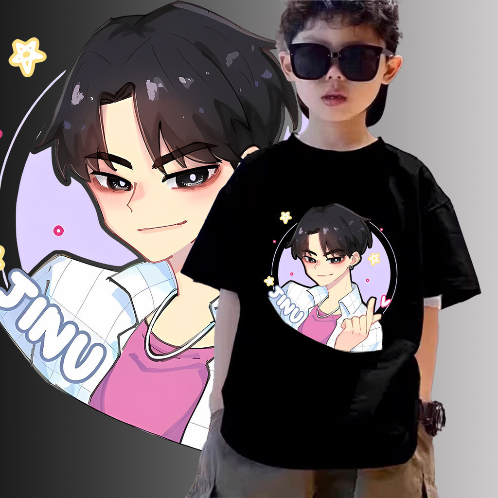Kpop Demon Hunters Jinu 2D พิมพ์เสื้อยืดเด็ก แขนสั้น สำหรับทั้งเด็กชายและเด็กหญิง