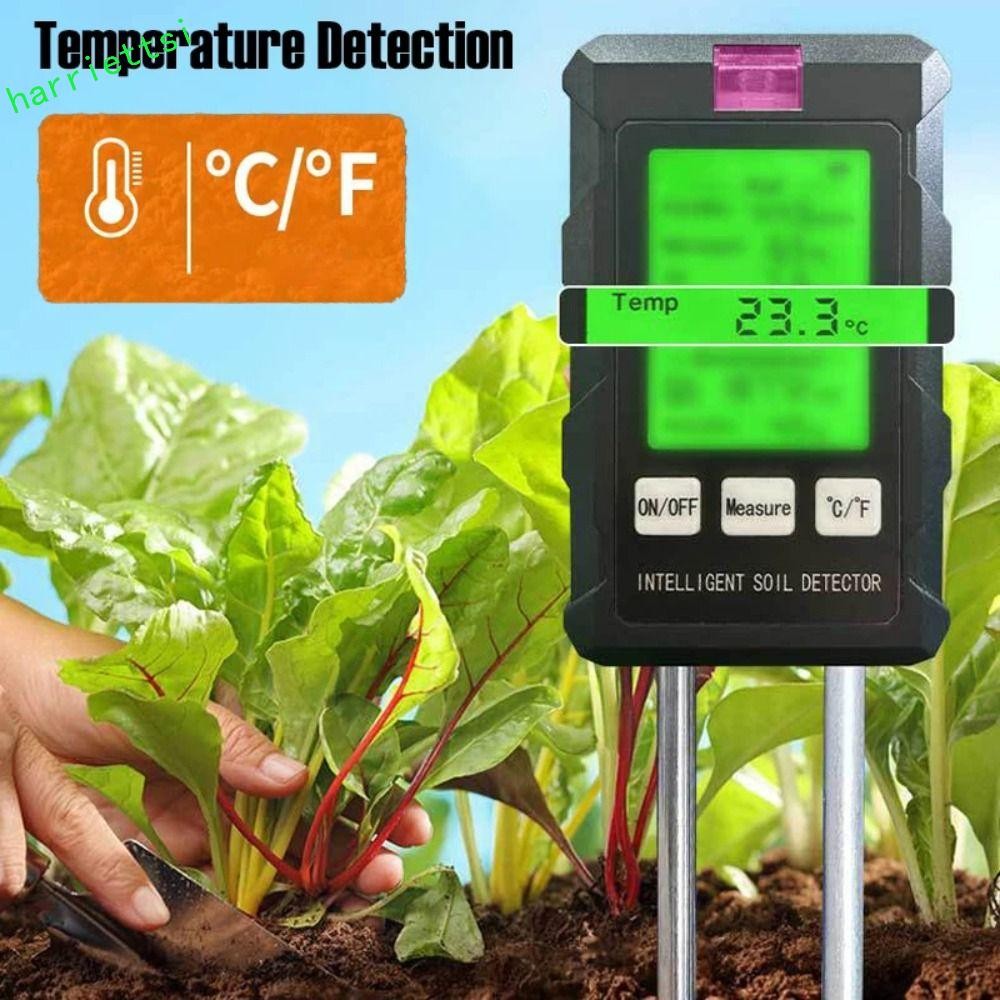 HARRIETTSI เครื่องวัดดิน 6 in 1, การตรวจจับความชื้น 6 in 1 เครื่องทดสอบ PH ของดิน, การตรวจจับแสงแดดก