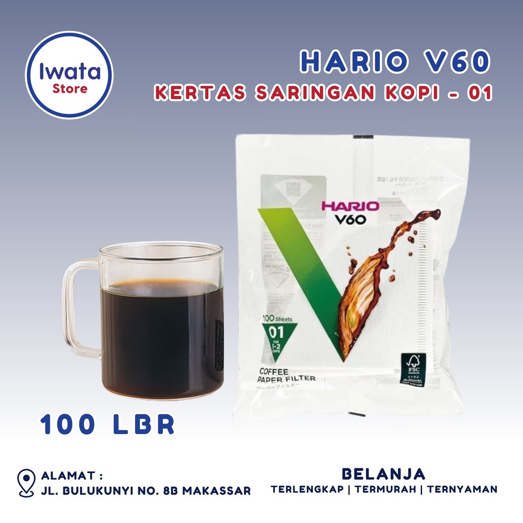 HARIO - COFFEE FILTER PAPER V60 PAPER FILTER VCF-01-100W (100LBR)