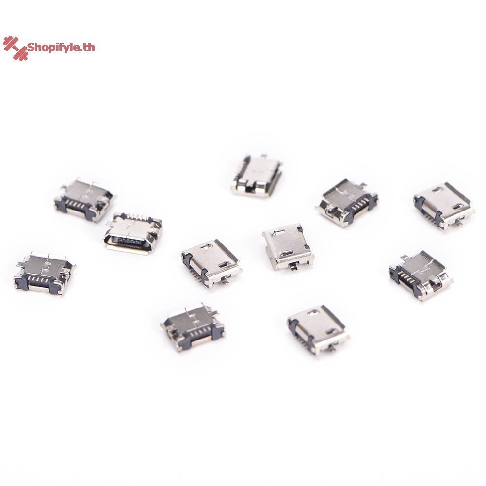 Shopifyle 10pcs Micro USB 5pin B ประเภทหญิงสําหรับ Connector 5 pin ชาร์จซ็อกเก็ต th