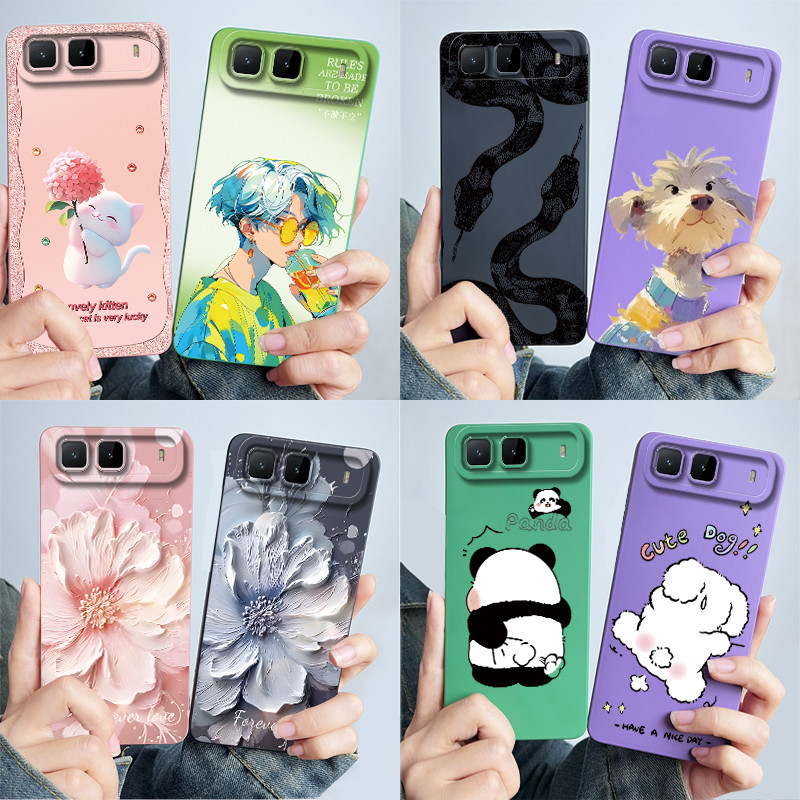 สําหรับ Infinix Hot 60i 5G X6730 เคสโทรศัพท์น่ารัก Panda ดอกไม้ Dopamine ทาสีปกหลังซิลิโคนเหลวปลอกป้องกัน