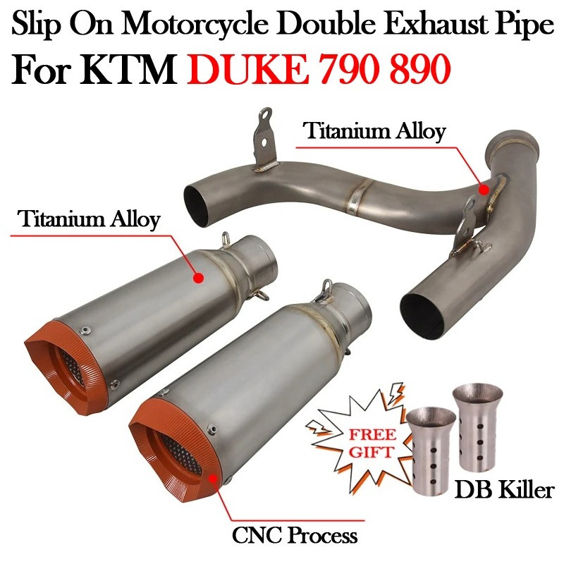 สําหรับ KTM DUKE 790 890 รถจักรยานยนต์ไอเสียระบบ Double Muffler AR Racing พร้อม DB Killer ไทเทเนียมก