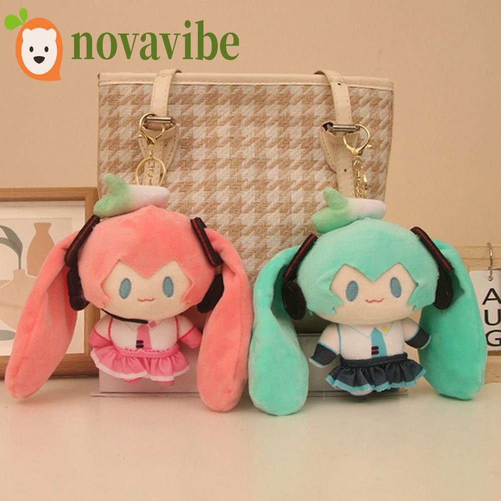 NOVAVIBE พวงกุญแจตุ๊กตา Hatsune Miku, การ์ตูนรุ่น Q Hatsune Miku พวงกุญแจ, ตุ๊กตา Miku พวงกุญแจอะนิเ