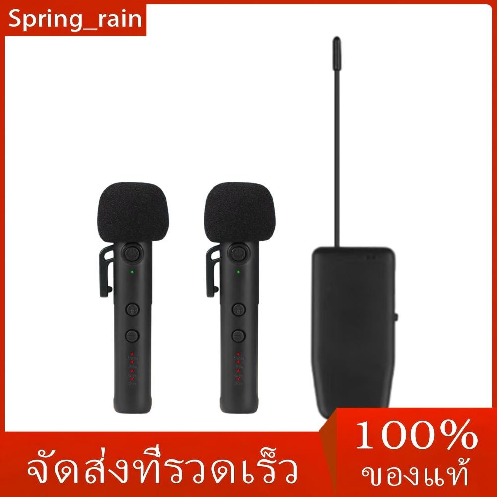 Spring_rain-th ไมโครโฟนไร้สาย 2.4G พร้อมลดเสียงรบกวนมินิมือถือแบบคล้องคอไมค์สำหรับการสอนคาราโอเกะสตร