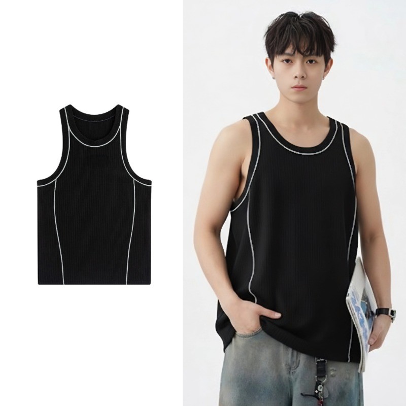 เนินเขา ฤดูร้อนหลวมรอบคอกีฬาสูงยืดหยุ่นตัดสายเสื้อกั๊ก