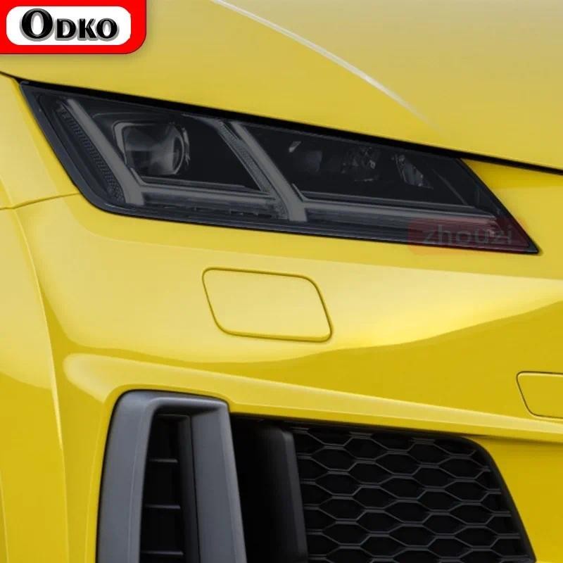 สําหรับ Audi TT TT TTS TTRS MK3 2015-On 2 ชิ้นไฟหน้ารถสีดําป้องกันฟิล์มโปร่งใส TPU สติกเกอร์อุปกรณ์เ