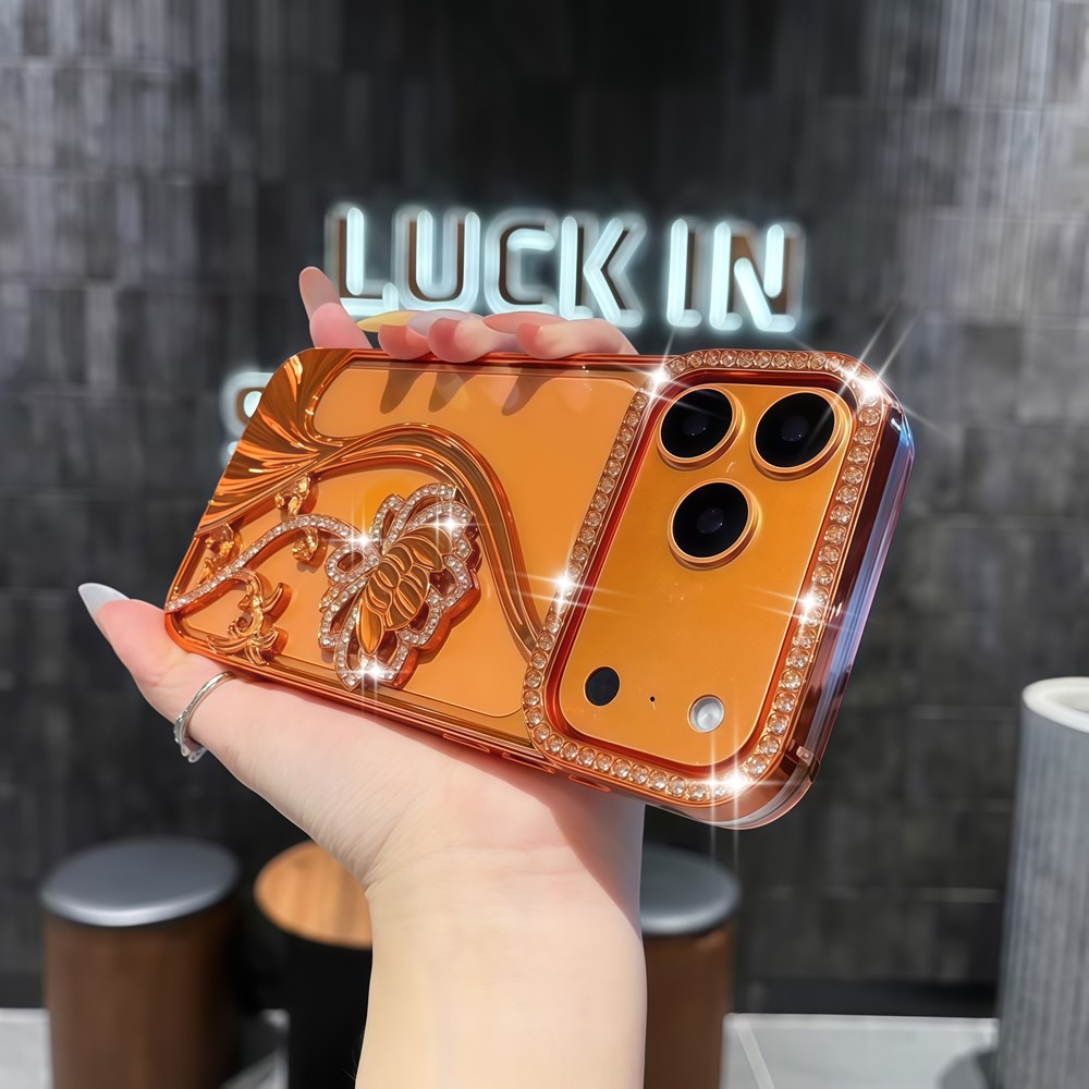 หรูหราประกายเพชรดอกไม้เคสโทรศัพท์สําหรับiPhone 17 Pro Max 16 12 13 14 15 Pro Max Air Anti Fallเลนส์กล้องป้องกันกรณีTPU soft Caseเคสโทรศัพท์