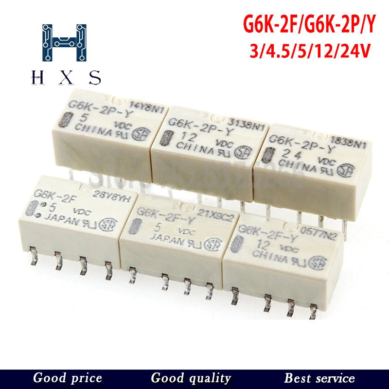 2PCS G6K-2P-Y-5VDC G6K-2P-Y-12VDC G6K-2P-Y-24VDC DIP รีเลย์ 3V 5V 12V 24V SMD G6K-2F-Y สัญญาณรีเลย์ 