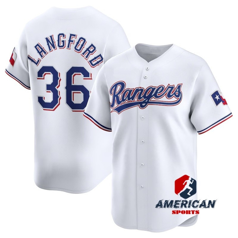 Jersey ผู้ชาย MLB Texas Rangers Wyatt Langford สีขาว
