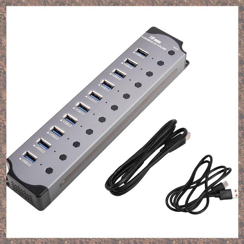 [CVOD] 10 in 1 Powered USB HUB 10 พอร์ตอะแดปเตอร์ USB Splitter USB 3.0 อินเทอร์เฟซสวิตช์ส่วนบุคคล RG