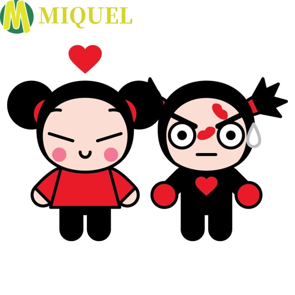 MIQUEL อะนิเมะตุ๊กตา Plush, Pucca&Garu Double Ponytails ของเล่นตุ๊กตาสไตล์จีน, ตกแต่งห้องรุ่น Q Bun 