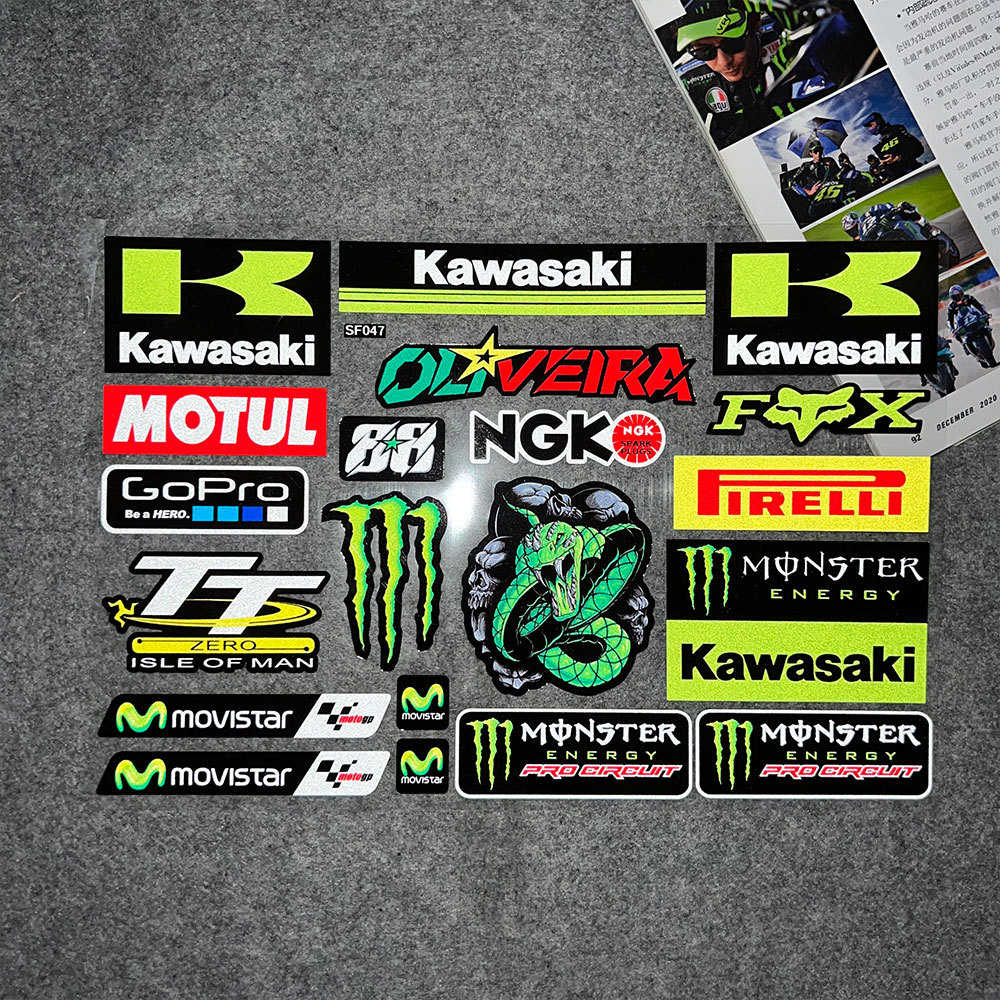 เหมาะสําหรับรถจักรยานยนต์คาวาซากิสติกเกอร์สะท้อนแสงนินจาน้อยนินจา250/400/650/Z900 ดัดแปลงสติ๊กเกอร์