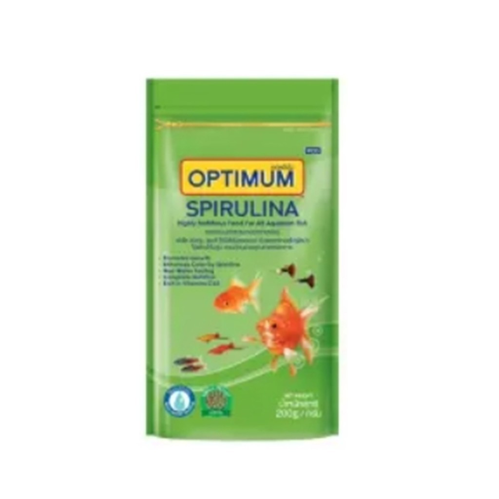 OPTIMUM SPIRULINA อาหารปลาสวยงามทุกสายพันธ์ุ เม็ดเล็ก เร่งสี เร่งโต 100g.