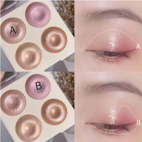 【ของขวัญฟรี】msyaho พาเลตต์ไฮไลท์โดนัท 4 สี กลิตเตอร์ ฉ่ำวาว ละเอียดอ่อน สีสันสดใส ทนทาน HO - รูปที่ 7