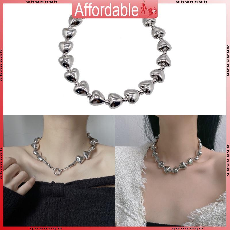 AH อารมณ์ Vintage โลหะ Love Heart สร้อยคอ Choker สั้นสาวร้อนหวานเย็นสร้อยคอ Y2k เครื่องประดับสําหรับ