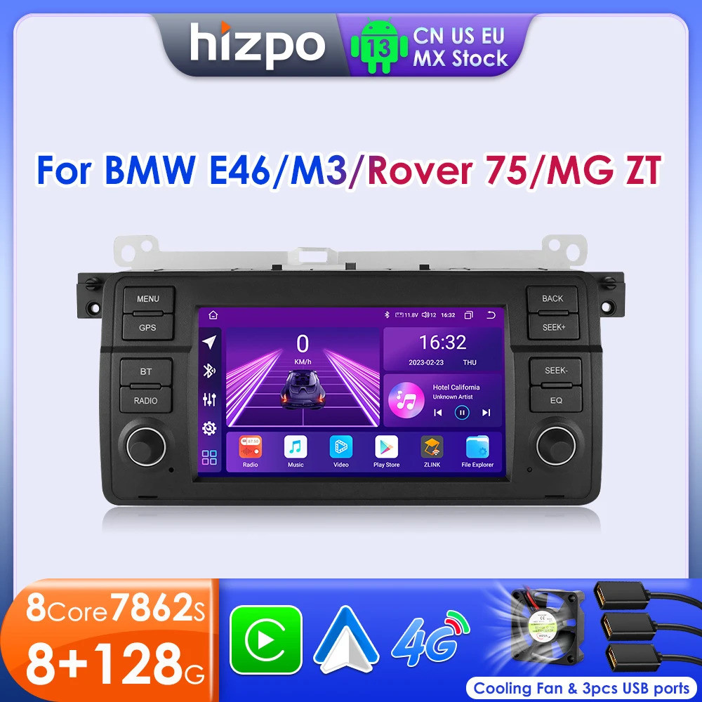 Hizpo 7 "Ai Voice Autoradio สําหรับ Bmw E46 M3 318/320/325/330/335 Android Auto วิทยุ Carplay 4g Dsp