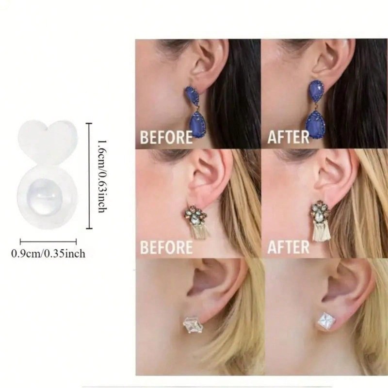 10PCS ต่างหูซิลิโคนด้านหลังสําหรับต่างหูหนักที่มองไม่เห็น รูปที่ 6