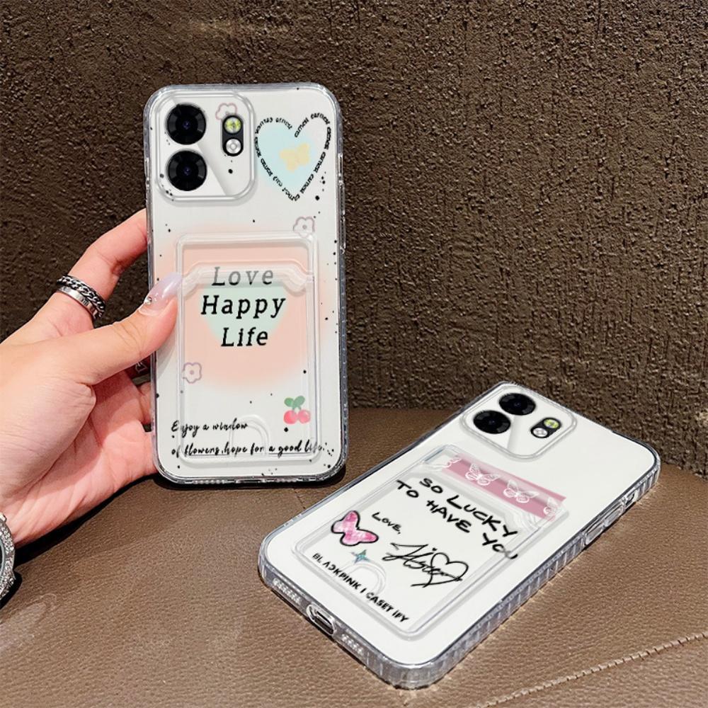 ปลอกใสสําหรับ INFINIX Smart 9 Hot 50i X6532 X6531 Lina Happy Life กันกระแทกโทรศัพท์ใสผู้ถือบัตรกรณี