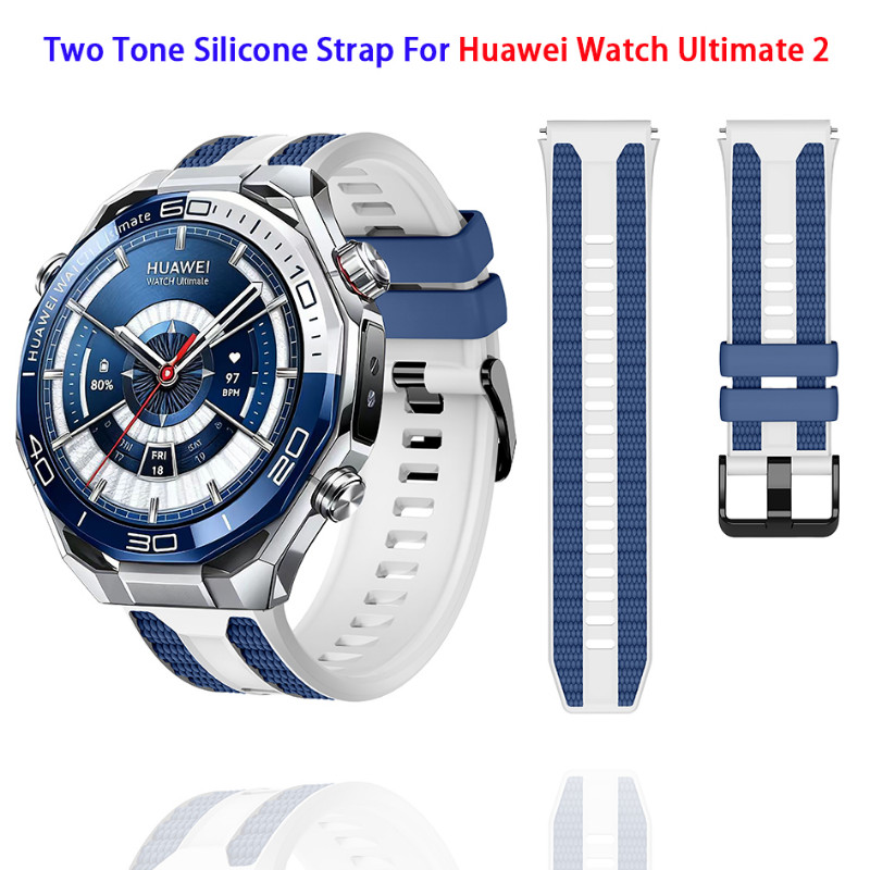 สายนาฬิกาสําหรับนาฬิกา Huawei Ultimate 2 สมาร์ทวอทช์สายรัดข้อมือเปลี่ยนซิลิโคนสีคู่