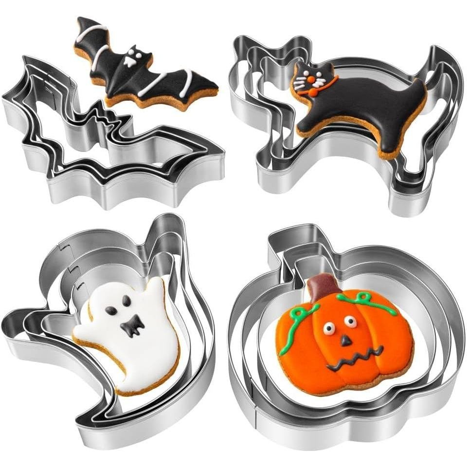 Halloween Cookie Cutters Set - 12 Pieces Stainless Steel Halloween Cookie Cutters Shape,Pumpkin, Gho