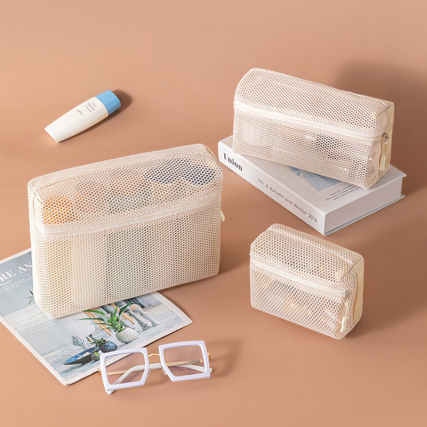 skincare bag เดินทางแบบพกพากระเป๋าเครื่องสําอางเก็บผลิตภัณฑ์ดูแลผิว Tidy-up Gauze Bag Beach Drain Qu
