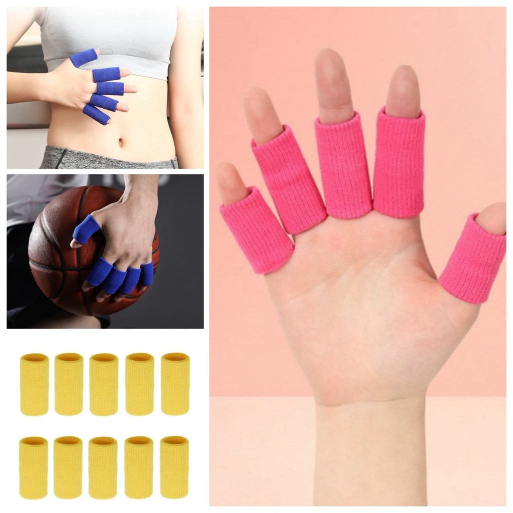 🌸 ปลอกนิ้ว ผ้า สวมนิ้ว ดัดนิ้ว ออกกำลังกาย 10 ชิ้น ผ้ายืด ถนอมนิ้ว ป้องกันเสียดสี แก้กระดูกผิดรูป เอียง คด งอ 🌸