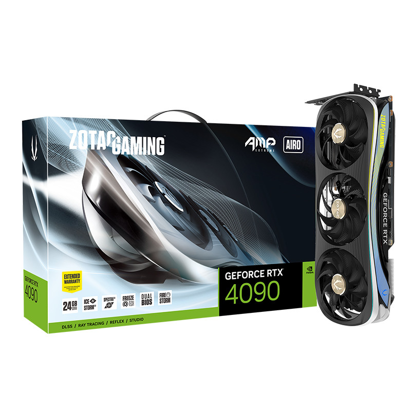 ZOTAC RTX 4090 AMP EXTREME AIRO กราฟิกการ์ด 24GB/เดสก์ท็อป/การ์ดผลิตภัณฑ์ใหม่