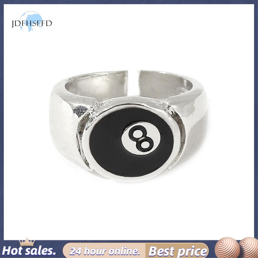 jdfhsffdPool Ball Ring บิลเลียดแหวนผู้ชายหมายเลขปรับได้สีดํา 8 แปดแหวนบิลเลียดสระว่ายน้ํา,สําหรับคนร