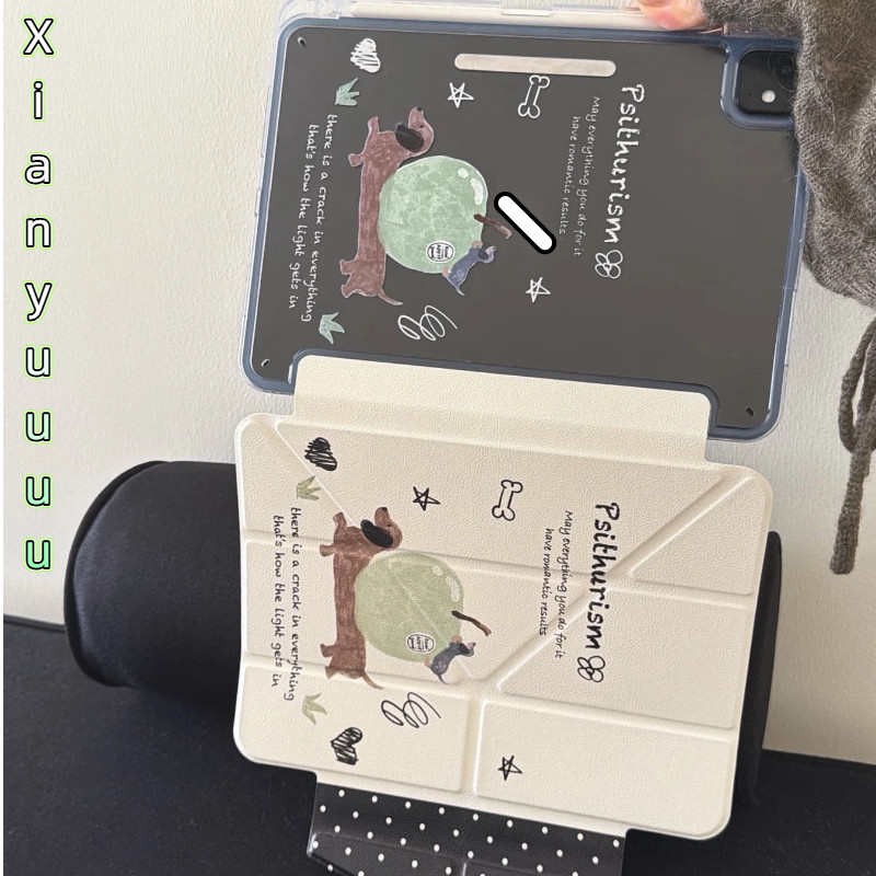 3 + Y การ์ตูนตลกสีเขียว Apple Dachshund สําหรับ IPad10.2 Shell Ipad10th 5th Gen11 A16 ฝาครอบ Mini6 2