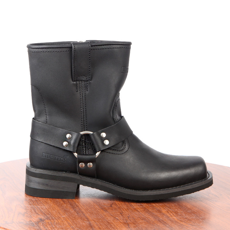 Goody Craft Engineer Boots สีดำหนังแท้ อเมริกันเรโทร รองเท้าขี่มอเตอร์ไซค์พร้อมซิปด้านใน