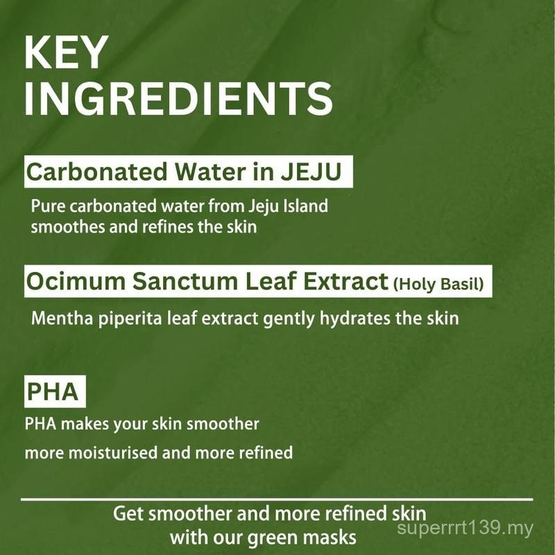 มาส์กหน้าทําความสะอาดสีเขียว Holy Basil Bubble Deep Mask – Holy Basil & Carbonated Water ทําความสะอา