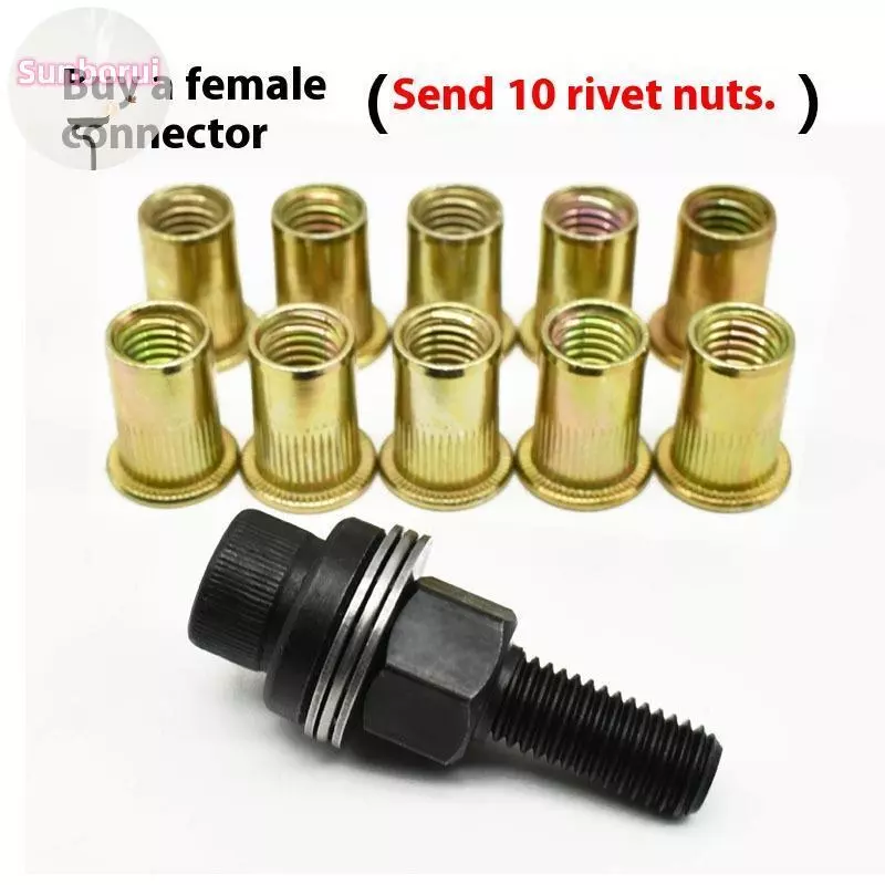 Sunborui 11 ชิ้นคู่มือ Riveter Nut เครื่องมืออุปกรณ์เสริมสําหรับถั่ว M3 M4 M5 M6 M8 M10 M12 ง่ายติดตั้ง Hand Rivet Nut TH