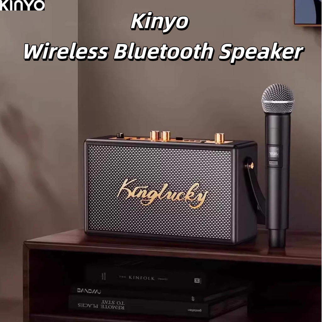 Kinyo ลําโพงบลูทูธไร้สายไมโครโฟนเสียงไมโครโฟนในตัว Home K Song Family ktv ชุดร้องเพลงคาราโอเกะของขวั