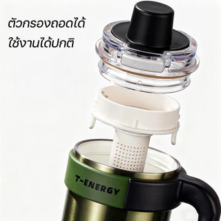 TKK แก้วน้ำสแตเลส ขนาด 1200ml ชั้นในเคลือบเซรามิก แก้วเก็บความเย็น เก็บความร้อน SUS 316 พร้มอหลอดดูด