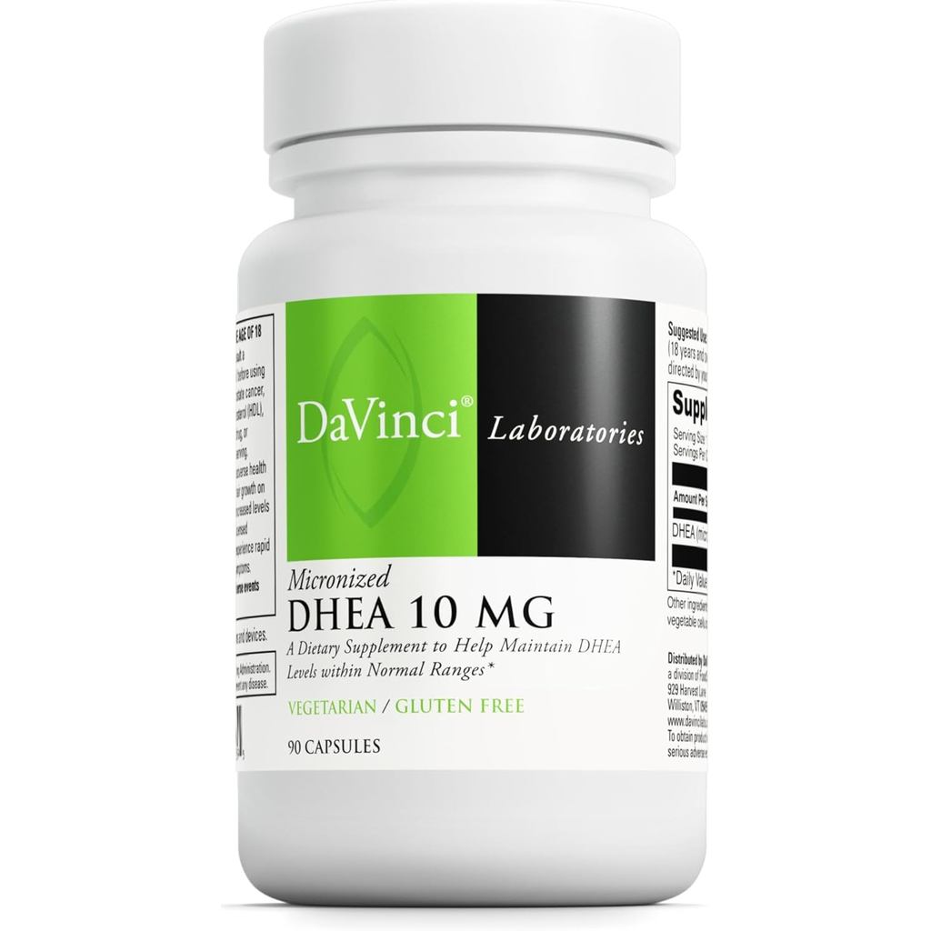 DAVINCI Labs Micronized DHEA 10mg - ช่วยพยุงริ้วรอยแห่งวัยเพื่อสุขภาพ ฮอร์โมนสมดุล สมอง สุขภาพ การทํ