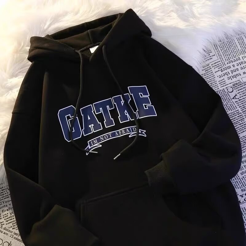 เสื้อฮู้ด สกรีนอก มีกระเป๋าล้วงด้านหน้า GATKE ผ้าสำลีหนานุ่ม เสื้อกันหนาว เสื้อแขนยาว ฮู้ด - รูปที่ 6