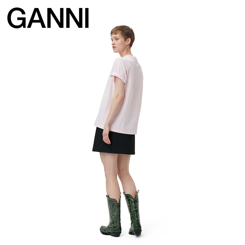 เสื้อยืดคอกลมพิมพ์ลายผีเสื้อสำหรับผู้หญิงจาก Ganni