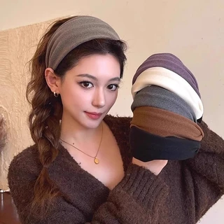 กิ๊บคาดศีรษะสูงหนังนิ่มขอบกว้างสำหรับฤดูใบไม้ร่วง-หนาว ใช้งานได้หลากหลายโอกาส ผมผูกหัวถ้ํา อุปกรณ์เสริมความงาม