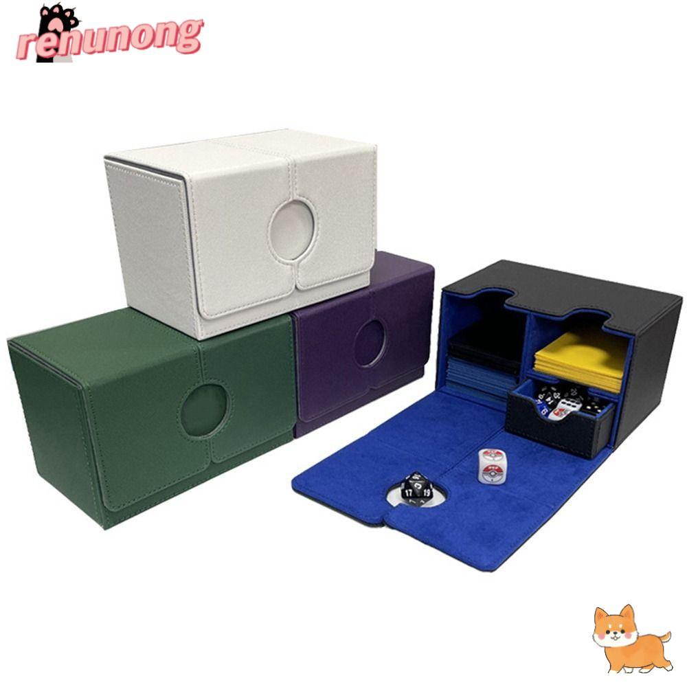 RENUNONG Card Deck Box, Flannel PU Leather Game MTG Trading Card Holder, Fashion Collection Card Stacking Storage Box Children