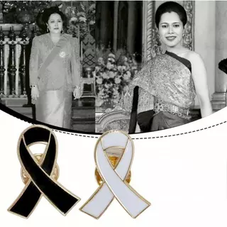 ส่งเร็ว อเข็มกลัดริบบิ้นไว้อาลัย หมุดโบว์สีดำ Queen Sirikit ป้ายอนุสรณ์การไว้ทุกข์ของสมเด็จพระพันปี ไว้อาลัย