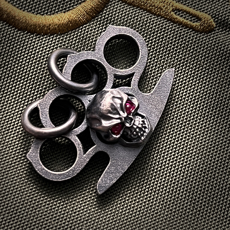 All Work American Steel Flame Steel Flame EDC สร้อยคอ Skull จี้ฝังอัญมณี Eye