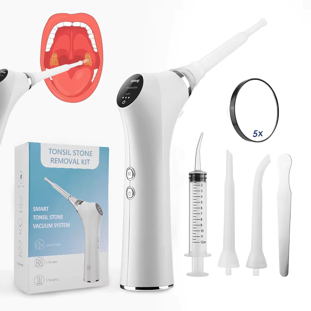 มองเห็นไฟฟ้า Tonsil Stone Remover เครื่องมือที่มองเห็นได้ Tonsil Stone Removal Kit 3 โหมดการดูด Tonsil Stone Removal Oral Care