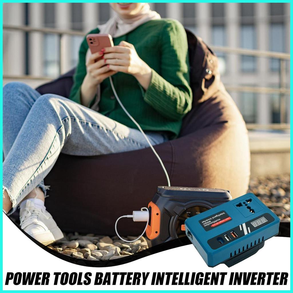 Power Inverter สําหรับแบตเตอรี่อินเวอร์เตอร์ DC 18V-21V ถึง 220V AC Converter Fast Charger สมาร์ทอะแ