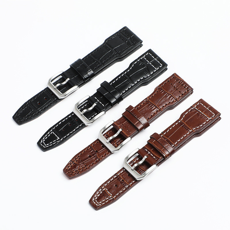 20/21/22mm Bamboo Top Grain สายหนังสําหรับ IW PilotS Little Prince Band Watch Accessories