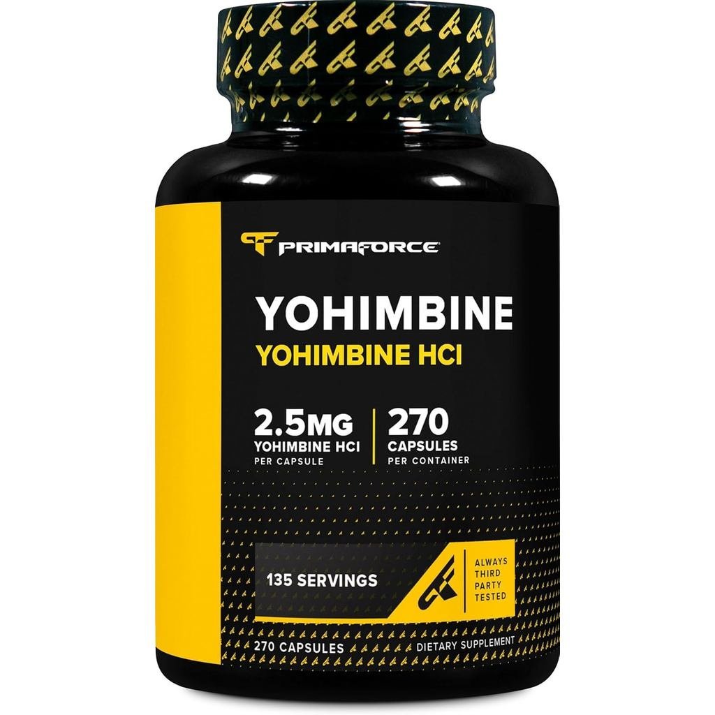 PrimaForce Yohimbine HCl 2.5mg, 270 แคปซูล - อาหารเสริมระดับพรีเมียม, เพิ่มประสิทธิภาพ, Zero Fillers