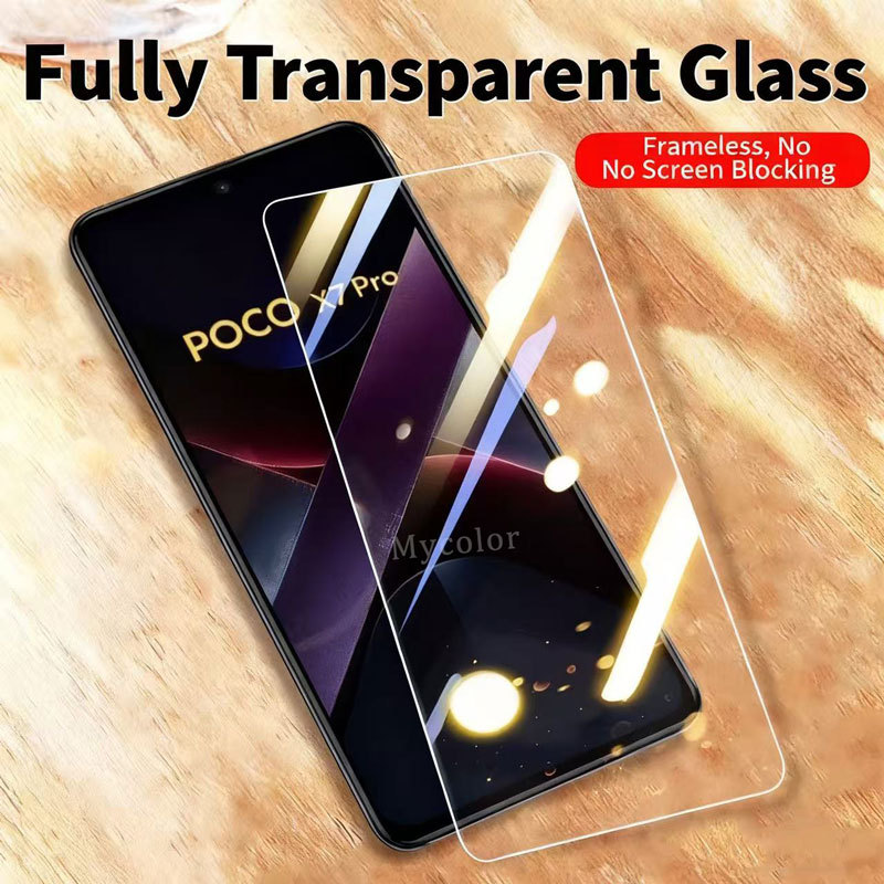 ฟิล์มกระจกนิรภัยกันรอยหน้าจอสําหรับ Xiaomi Poco X7 X6 Neo X5 X4 X3 NFC M7 M6 M5 M5s M4 M3 F8 F7 Ultr