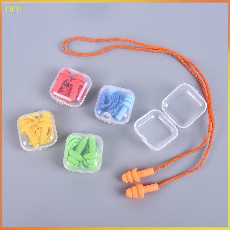 ปลั๊กหูซิลิโคนสำหรับนอนและการว่ายน้ำ ลดเสียงรบกวน มีสายคล้องคอ TSR