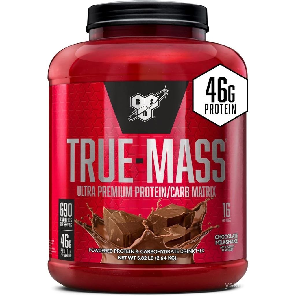 BSN TRUE-MASS เครื่องเพิ่มน้ําหนัก, ผงโปรตีนเพิ่มกล้ามเนื้อ, มิลค์เชคช็อคโกแลต, 5.82 ปอนด์