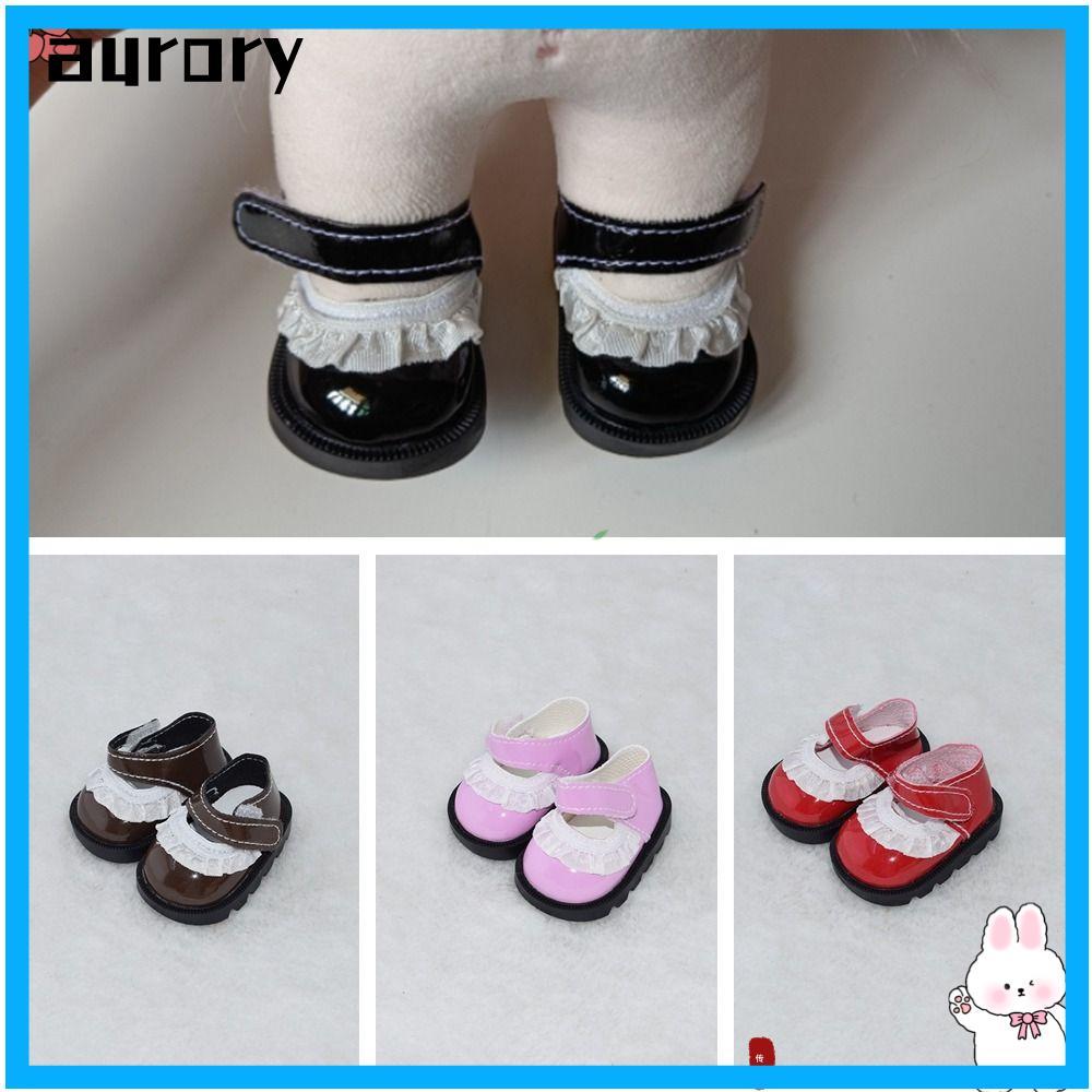 AURORY Mini Shoes, Replacement 20cm Doll Shoes, Casual Lace Leather Doll Dressing Cotton Doll